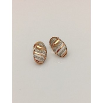 9ct Rose Gold and Diamond Oval Earrings
